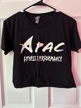 Next Level Apparel Black Crop Top with White/Pink Graphic
